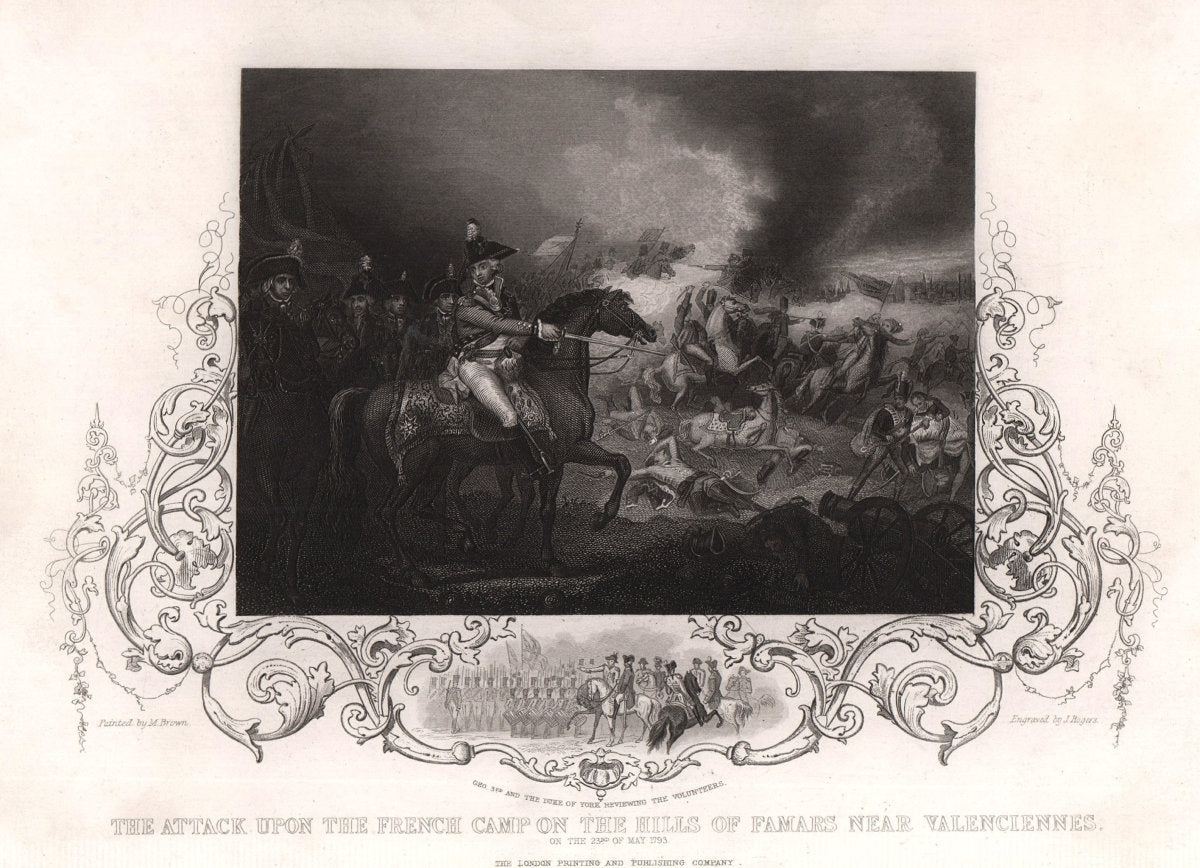 Siege of Valenciennes. Attack on the French camp at Famars. 1793. TALLIS c1855